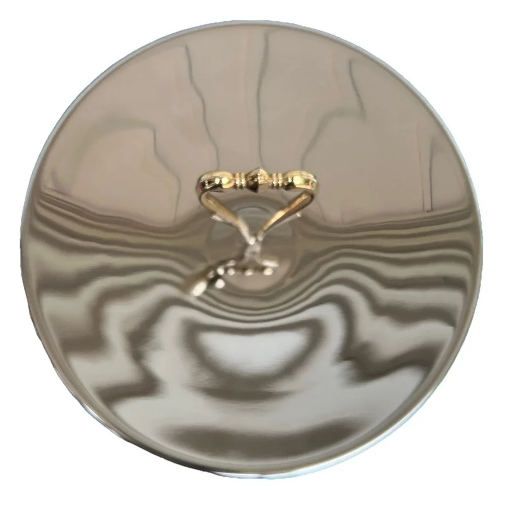 Vtg Kromex Revolving Lazy Susan Serving Tray Gold Tone Heart Handle‎ MCM USA 12